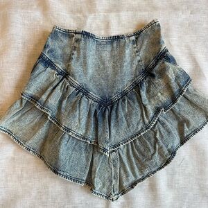 Mother Denim Ruffle Skirt